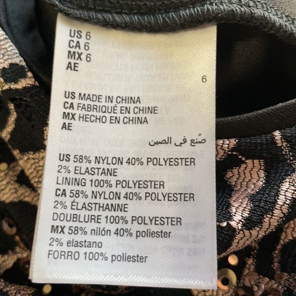 INC Mock-Neck Sequin-Lace Dress Black/Gold Sz 10 - Picture 13 of 16